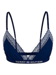 Tommy Hilfiger Tonal Logo Lace Unlined Triangle Bralette - Изображение 5 из 9