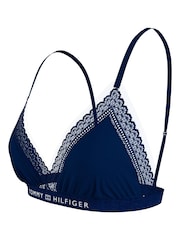 Tommy Hilfiger Tonal Logo Lace Unlined Triangle Bralette - Изображение 7 из 9