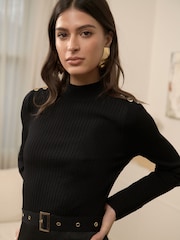 Lipsy Black 2 in 1 Knitted Woven Mix Dress - Image 3 of 4