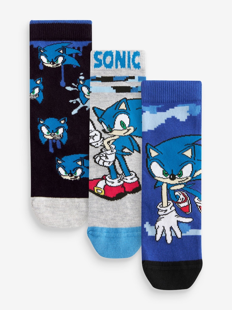 Sonic Gaming License Cotton Rich Socks 3 Pack - Image 1 of 5