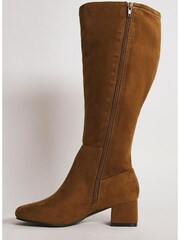 JD Williams Brown Wide Block Heel High Leg Boots - Image 2 of 3