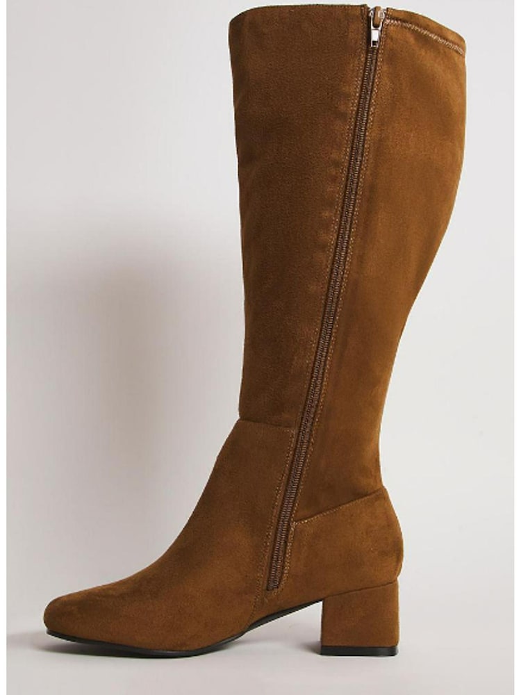 JD Williams Brown Wide Block Heel High Leg Boots - Image 2 of 3 JD Williams Brown Wide Block Heel High Leg Boots - Image 2 of 3
