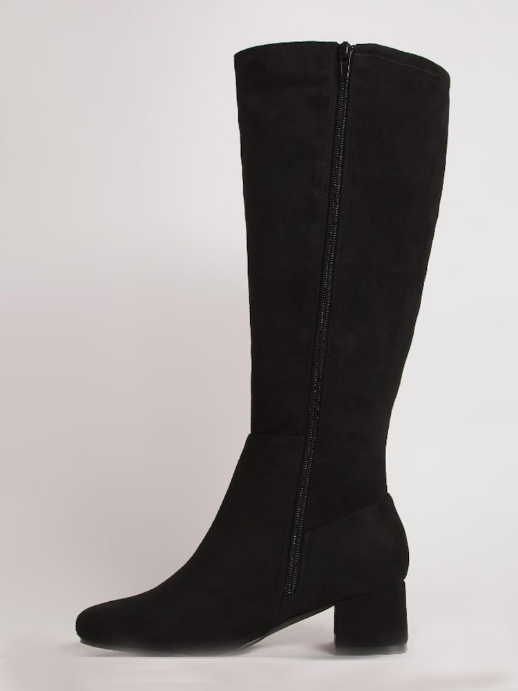 JD Williams Black Extra Wide Block Heel High Leg Boots - Image 2 of 3 JD Williams Black Extra Wide Block Heel High Leg Boots - Image 2 of 3