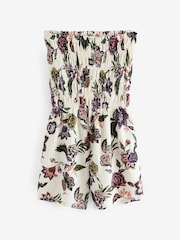 White Floral Bandeau Shirred 100% Cotton Playsuit - Image 6 of 7