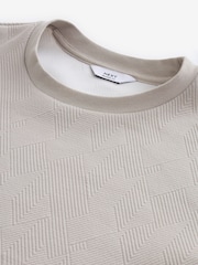 Light Grey Quilted Textured Relaxed Fit T-Shirt - Image 7 of 8