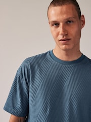 Blue Relaxed Fit Textured T-Shirt - Image 1 of 7