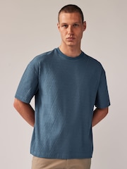 Blue Relaxed Fit Textured T-Shirt - Image 2 of 7