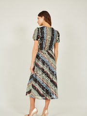Yumi Natural Rainbow Stripe Sequin Midi Dress - Image 2 of 5
