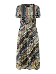 Yumi Natural Rainbow Stripe Sequin Midi Dress - Image 5 of 5