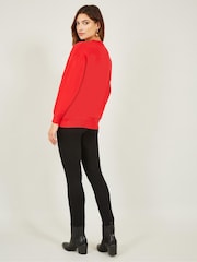 Yumi Red Christmas Festive Penguin Knitted Jumper - Image 2 of 4