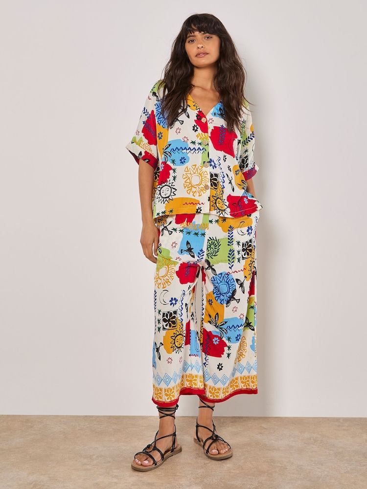 Apricot Cream Colourful Sketch Print Top - Image 1 of 4 Apricot Cream Colourful Sketch Print Top - Image 1 of 4