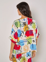 Apricot Cream Colourful Sketch Print Top - Image 2 of 4