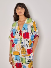 Apricot Cream Colourful Sketch Print Top - Image 3 of 4