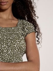 Apricot Green Brush Spot Milkmaid Midi Dress - Image 4 of 4