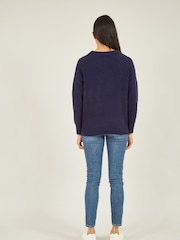 Yumi Blue Sequin Bow Knitted Jumper - Image 4 of 5