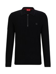 HUGO Black Zip Neck Textured Polo Shirt - Image 5 of 5