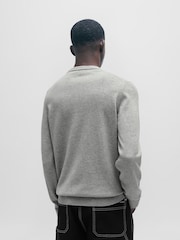 HUGO Light Grey HUGO Box Logo Cotton Jumper - Image 2 of 5