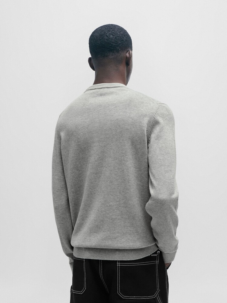 HUGO Light Grey HUGO Box Logo Cotton Jumper - Image 2 of 5