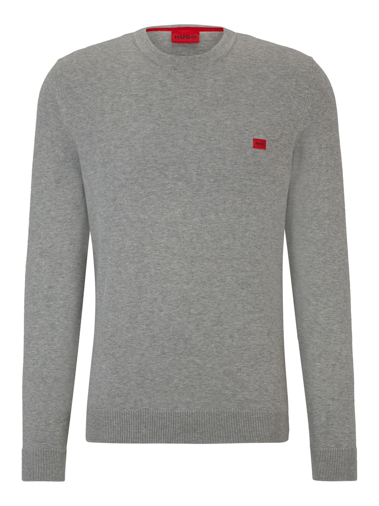 HUGO Light Grey HUGO Box Logo Cotton Jumper - Image 5 of 5