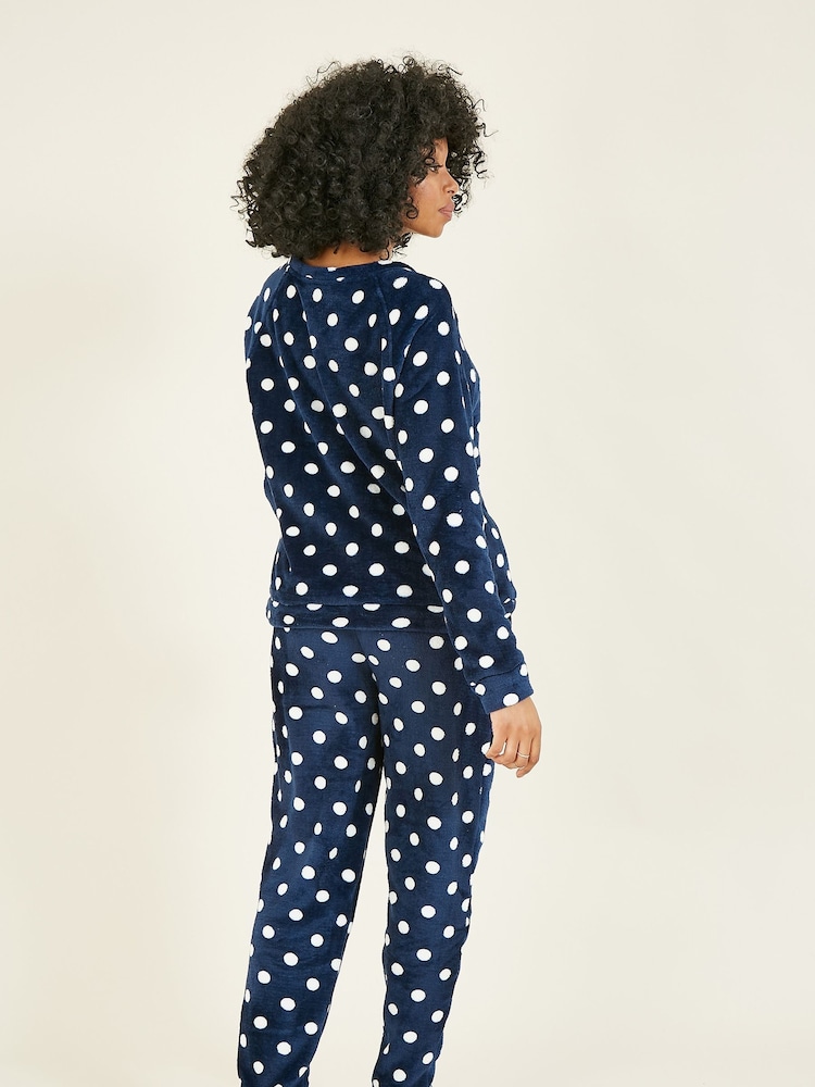 Yumi Blue Spot Super Soft Fleece Pyjamas - Image 2 of 5
