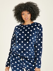 Yumi Blue Spot Super Soft Fleece Pyjamas - Image 3 of 5