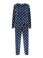 Yumi Blue Spot Super Soft Fleece Pyjamas - Image 5 of 5