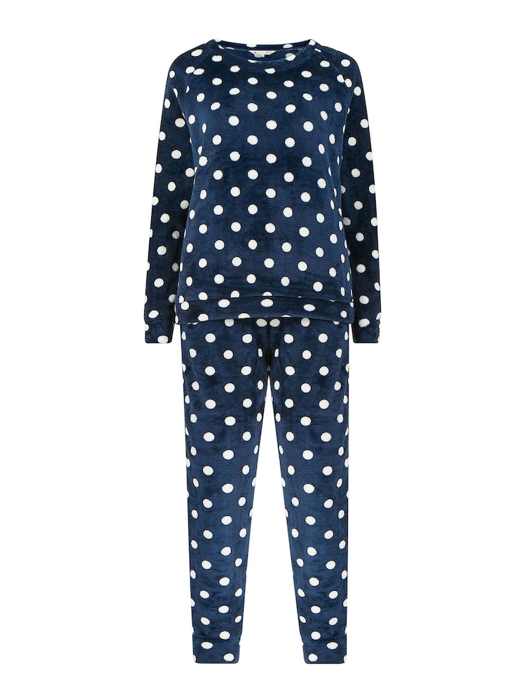 Yumi Blue Spot Super Soft Fleece Pyjamas - Image 5 of 5