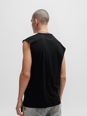 HUGO Black Logo Detail Sleeveless T-Shirt 100% Cotton Jersey - Image 3 of 6