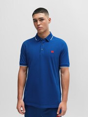 HUGO Blue 100% Cotton Piqué Logo Label Slim Fit Polo Shirt - Image 2 of 5