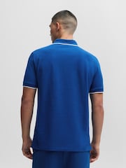 HUGO Blue 100% Cotton Piqué Logo Label Slim Fit Polo Shirt - Image 3 of 5