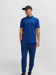 HUGO Blue 100% Cotton Piqué Logo Label Slim Fit Polo Shirt - Image 4 of 5