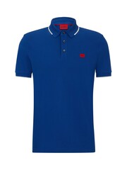 HUGO Blue 100% Cotton Piqué Logo Label Slim Fit Polo Shirt - Image 5 of 5
