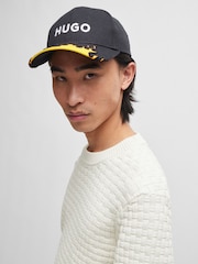 HUGO White Relaxed Fit Textured 3D Knitted 100% Cotton Jumper - Image 4 of 5