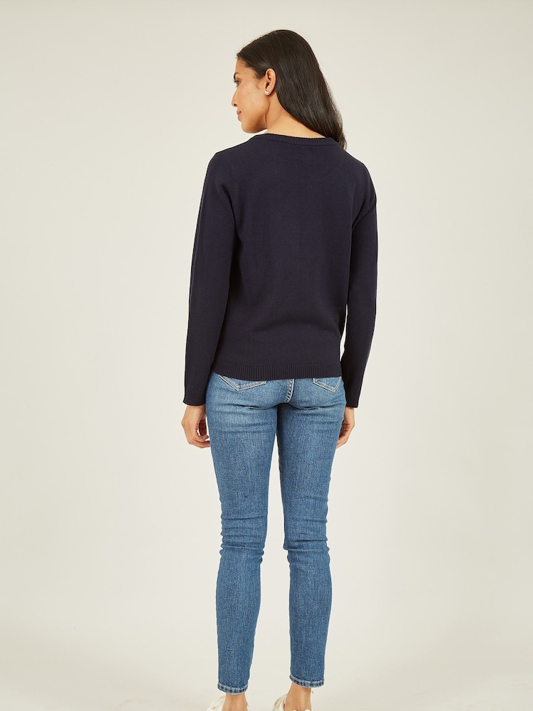 Yumi Blue Sloth Christmas Jumper - Image 2 of 5