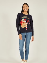 Yumi Blue Sloth Christmas Jumper - Image 3 of 5