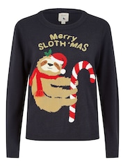 Yumi Blue Sloth Christmas Jumper - Image 5 of 5