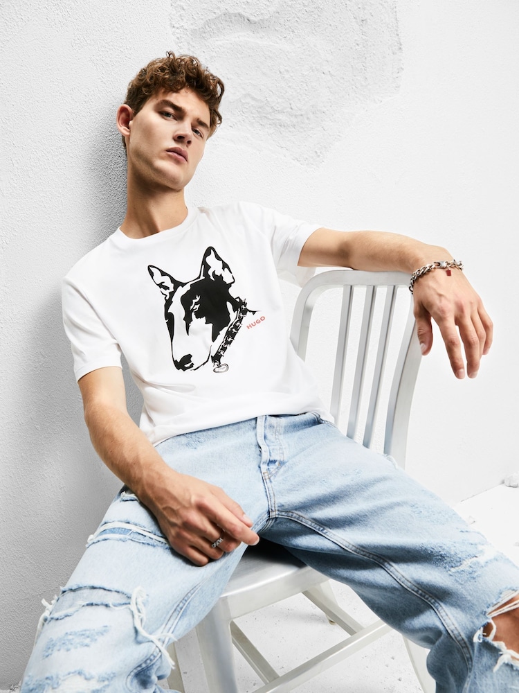 HUGO Dog Graphic Print Regular Fit T-Shirt - Image 1 of 6