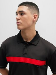 HUGO Black Cotton-Blend Polo Shirt - Image 7 of 8