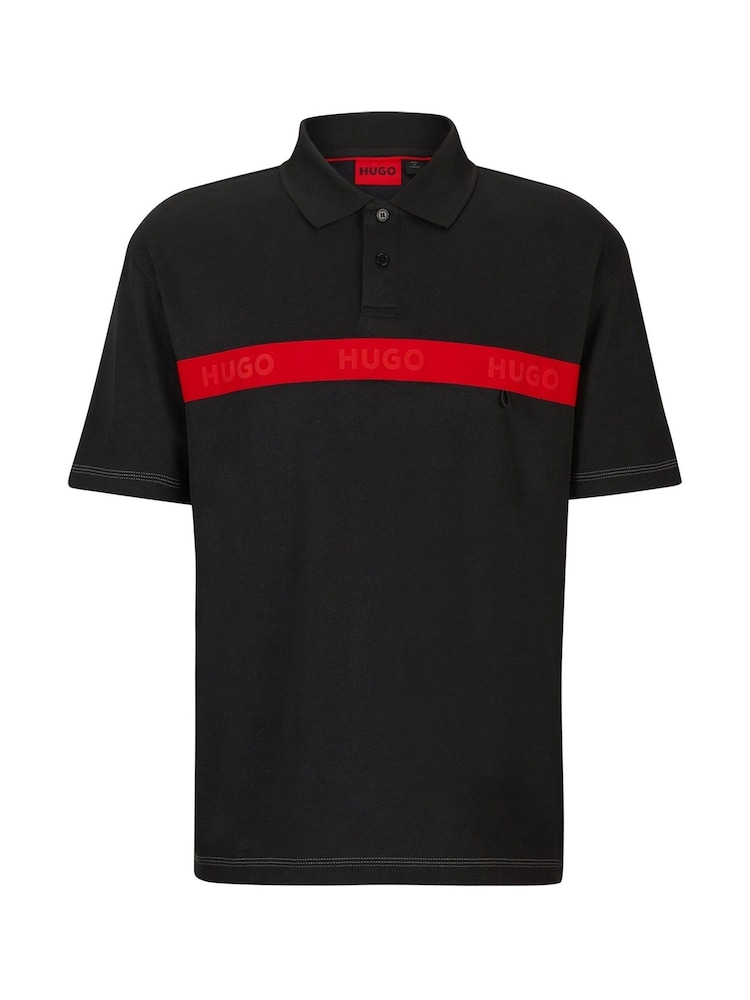 HUGO Black Cotton-Blend Polo Shirt - Image 8 of 8