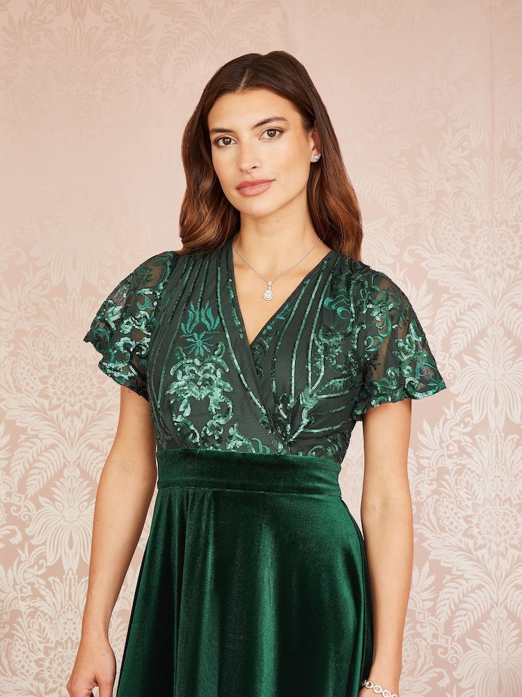 Buy Yumi Green Embellished Velvet Wrap Skater Midi Dress from Next Croatia Buy Yumi Green Embellished Velvet Wrap Skater Midi Dress from Next Croatia