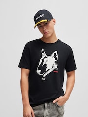 HUGO Dog Graphic Print Regular Fit T-Shirt - Image 1 of 5