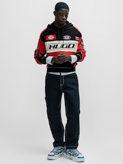 HUGO Red/Black Racing Inspired Logo Relaxed Fit Hoodie - Image 3 of 5