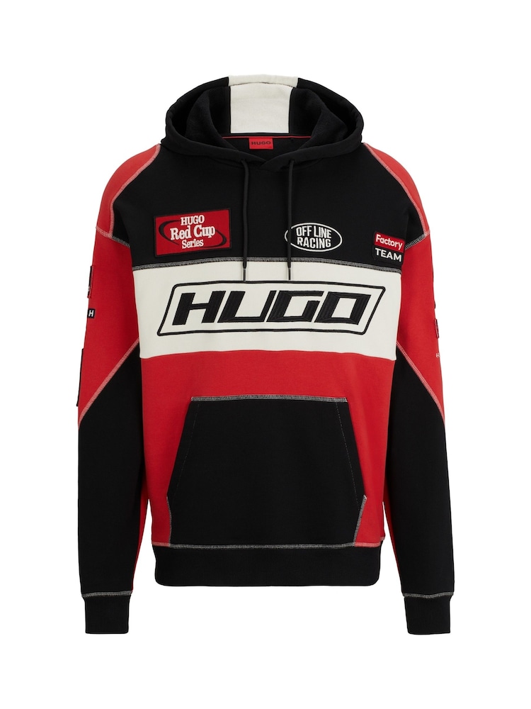 HUGO Red/Black Racing Inspired Logo Relaxed Fit Hoodie - Image 5 of 5