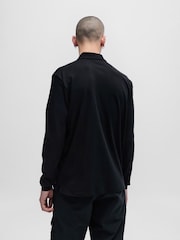 HUGO Black 100% Cotton Piped Collar Long Sleeve Jersey Polo Shirt - Image 3 of 6