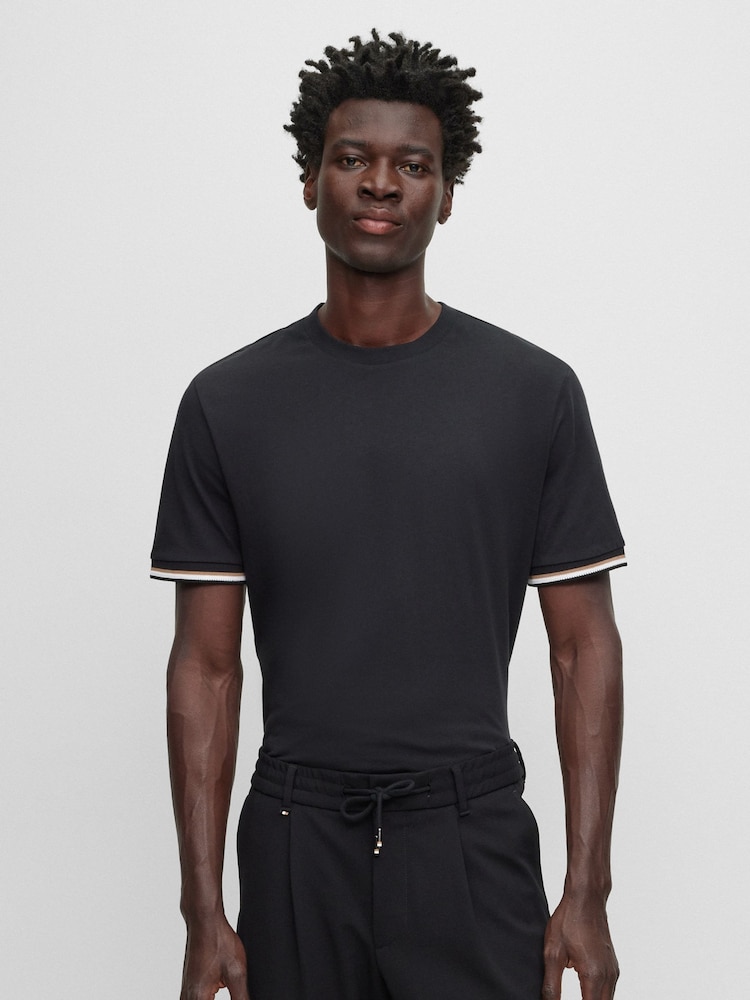 BOSS Black 100% Cotton Jersey Signature Stripe T-Shirt - Image 1 of 5