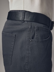 Charcoal Grey Straight Fit Belted Textured 5 Pocket Trousers - Image 7 of 11