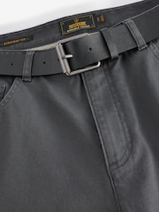 Charcoal Grey Straight Fit Belted Textured 5 Pocket Trousers - Image 9 of 11