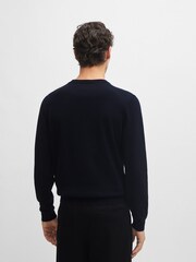 BOSS Blue V-Neck Cotton Embroidered Logo 100% Cotton Sweater - Image 2 of 5