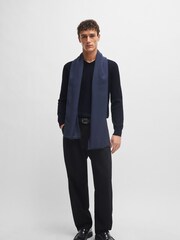 BOSS Blue V-Neck Cotton Embroidered Logo 100% Cotton Sweater - Image 3 of 5