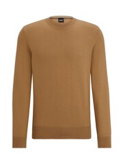 BOSS Brown Embroidered Logo Knitted 100% Cotton Jumper - Image 5 of 5